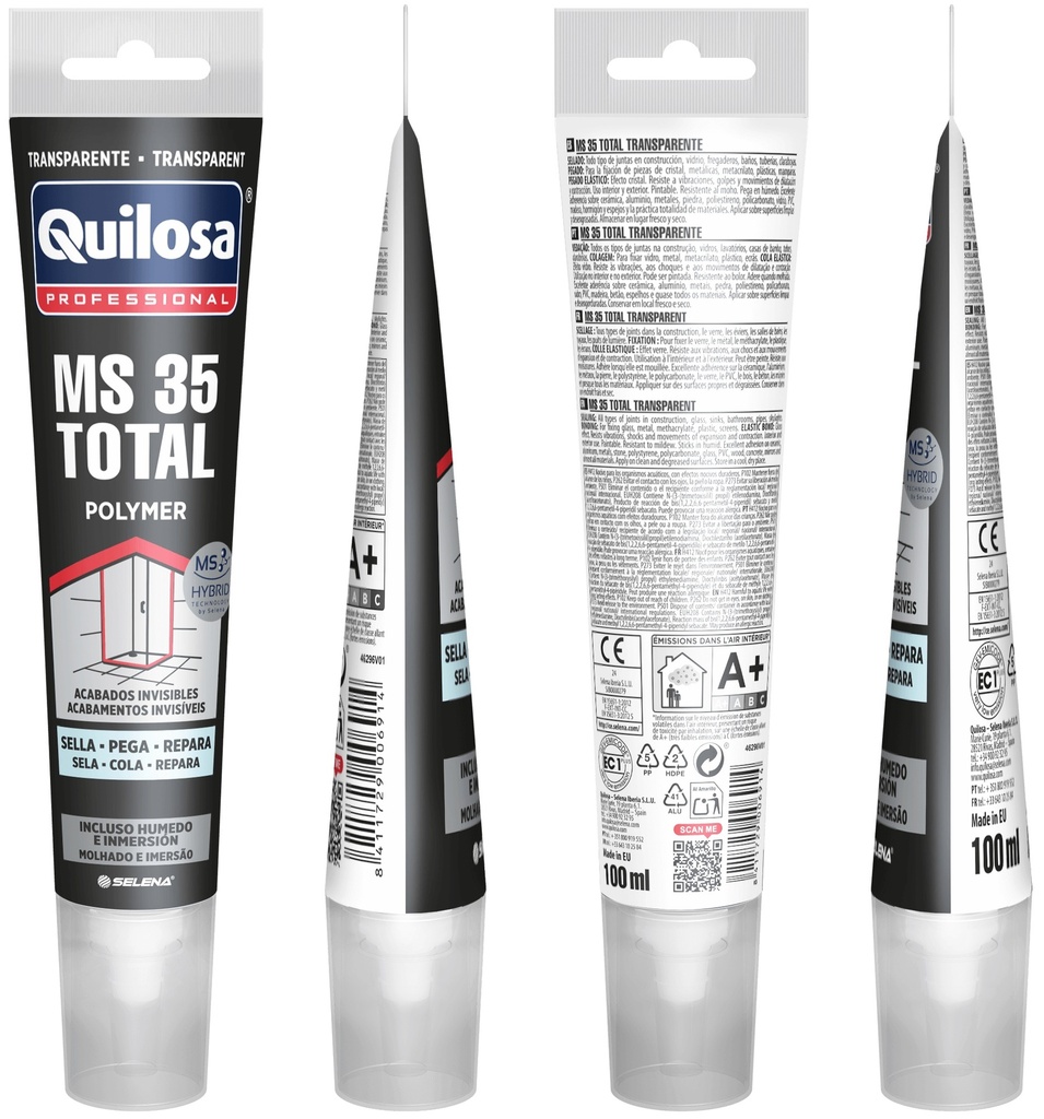 ADHESIVO Y SELLADOR MS-35 TOTAL TRANSPARENTE 100 ml. QUILOSA - 10051699