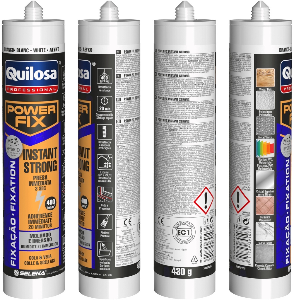 ADHESIVO POWER FIX INSTANT STRONG BLANCO 430 gr. QUILOSA - 10041621