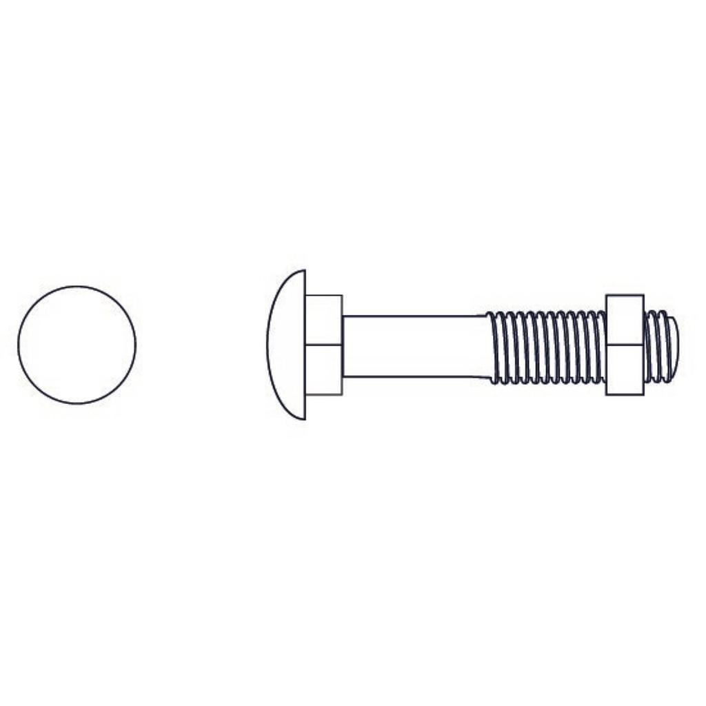 BULON  CABEZA REDONDA CON TUERCA   (037)  3/8" x 2-1/2"  (Caja x 110 uni) BREMEN® - BCR10063