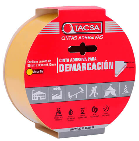 CINTA ADHESIVA PARA DEMARCACION 50 mm x 33 mts AMARILLA TACSA - TA3009