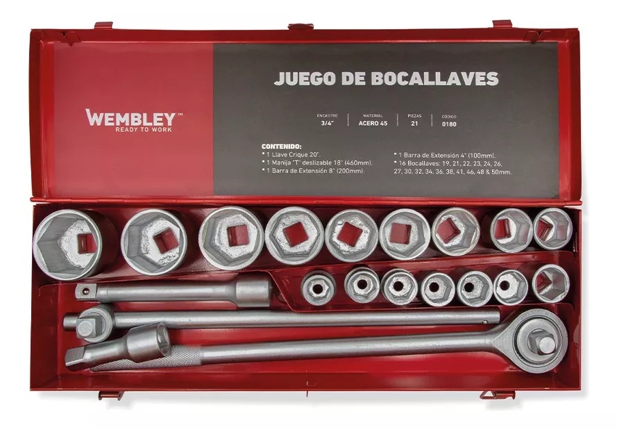 BOCALLAVE JGO 21 PZ. MM ENC.3/4 WEMBLEY® - WE0180