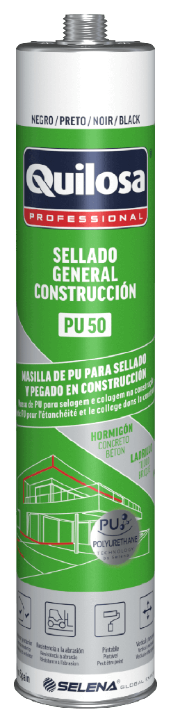 ADHESIVO Y SELLADOR DE POLIURETANO PU-50 NEGRO 300 ml. QUILOSA - 10043608