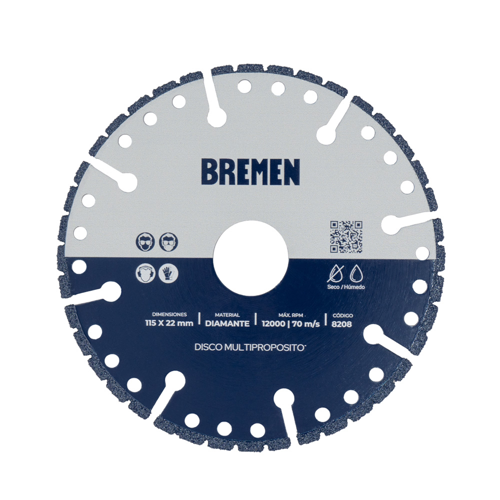 DISCO DIAMANTADO MULTIPROPOSITO 115 mm BREMEN® - BR8208