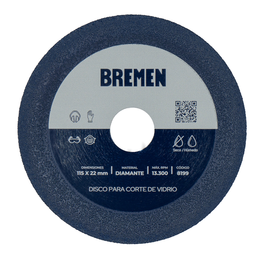 DISCO DIAMANTADO CORTE VIDRIO 115 mm BREMEN® - BR8199