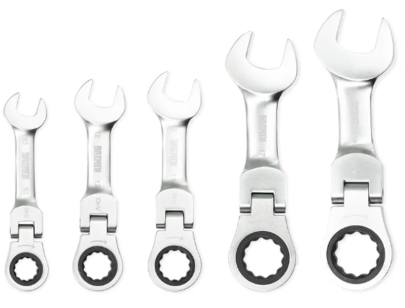 LLAVE COMB. CORTA C/CRIQUE ARTICULADA JGO. 5 PZ. [10-19mm] BREMEN® - BR8264