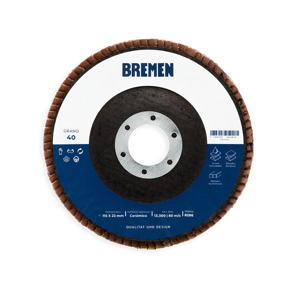 DISCO FLAP 4,5" CERAMICO G.40 (caja x 10 u.) BREMEN® - BR8286
