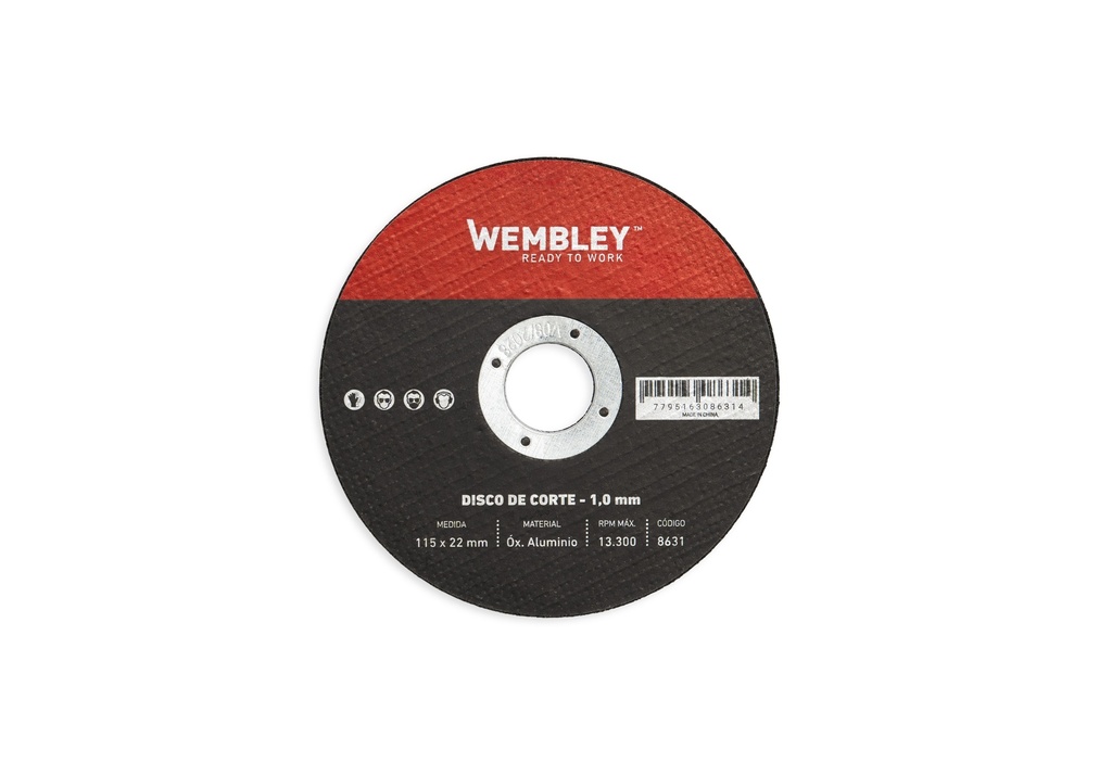  DISCO DE CORTE 4-1/2" X 1,0 OX. ALUMINIO (x25 unid) WEMBLEY® - WE8631