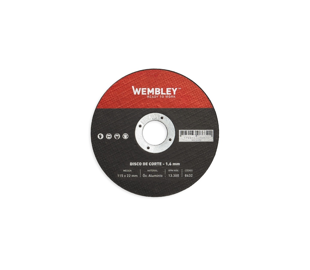 DISCO DE CORTE 4-1/2" X 1,6 OX. ALUMINIO (x25 unid) WEMBLEY® - WE8632