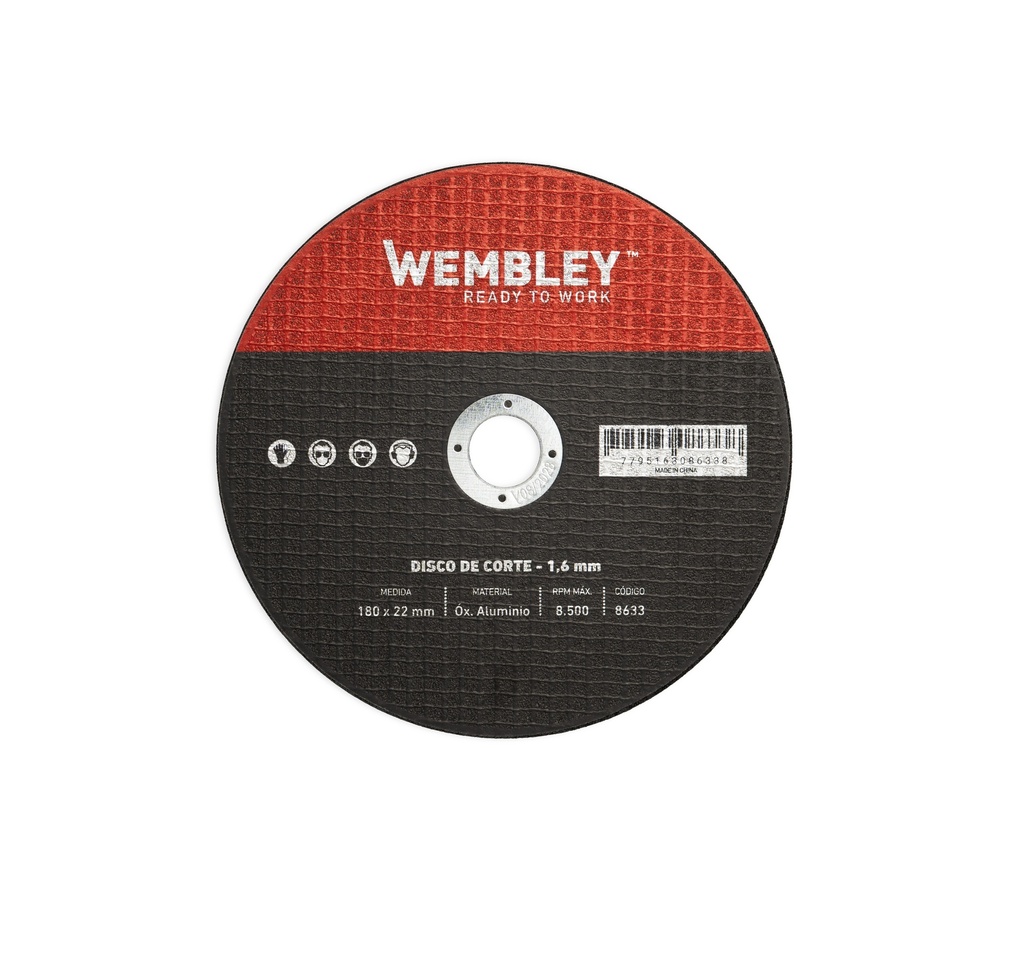  DISCO DE CORTE 7" X 1,6 OX. ALUMINIO (x10 unid) WEMBLEY® - WE8633
