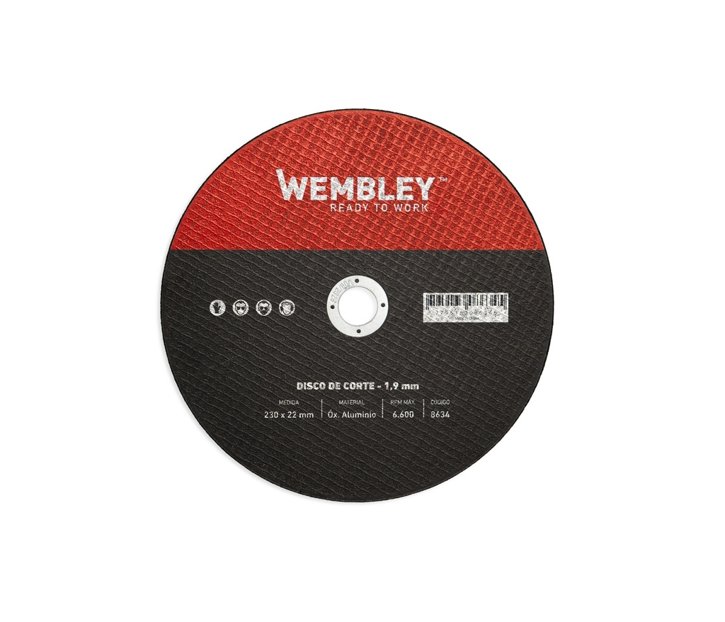  DISCO DE CORTE 9" X 1,9 OX. ALUMINIO (x10 unid.) WEMBLEY® - WE8634