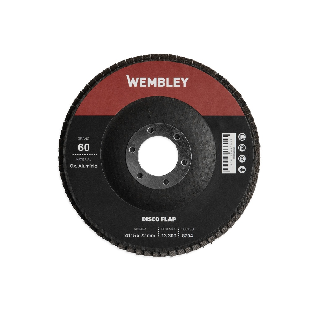 DISCO FLAP 4-1/2" (ø115x22mm) OX. ALUMINIO - 120 [10 unid] WEMBLEY® - WE8706