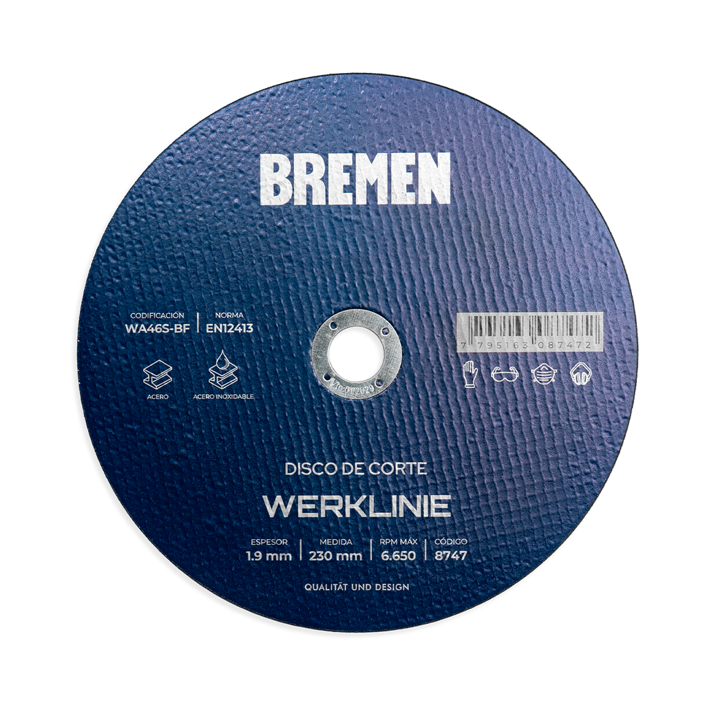 DISCO DE CORTE WERKLINIE 9" [230x1.9x22mm] (x10 unid.) BREMEN® - BR8747