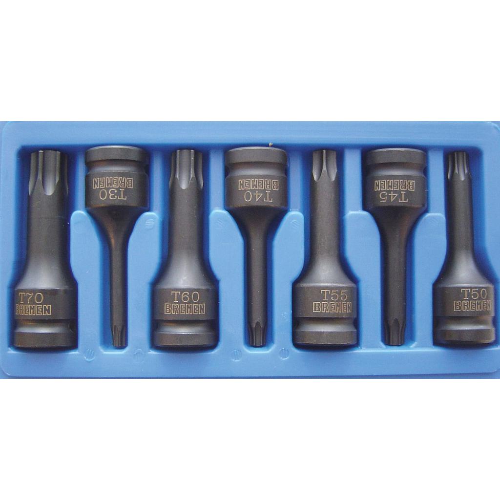 BOCALLAVE IMPACTO TORX MACHO JGO. 7 pz. BREMEN® - BR3693
