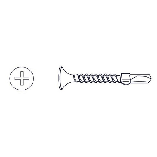 [TFMA10041] TORNILLO AUTOPERFORANTE CON ALAS  FRESADA MECHA (006)  10 x 1 5/8"  (Caja x 1000 uni) BREMEN® - TFMA10041