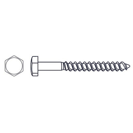 [TTF06127] TIRAFONDOS   HEXAGONAL  (023)  1/4" x 5"  (Caja x 200 uni) BREMEN® - TTF06127