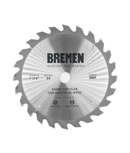 [BR2951] SIERRA CIRCULAR 7 ¼"-24 Dtes.WIDIA (ø20mm/ø16mm) BREMEN® - BR2951