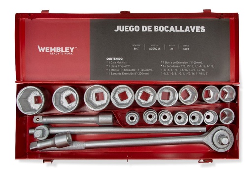 [WE3628] BOCALLAVE JGO 21 PZ. (SAE) ENC.3/4 WEMBLEY® - WE3628