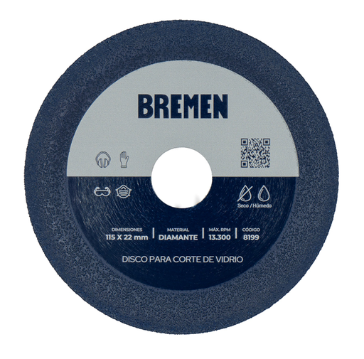 [BR8199] DISCO DIAMANTADO CORTE VIDRIO 115 mm BREMEN® - BR8199