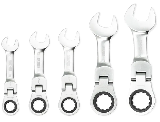 [BR8264] LLAVE COMB. CORTA C/CRIQUE ARTICULADA JGO. 5 PZ. [10-19mm] BREMEN® - BR8264