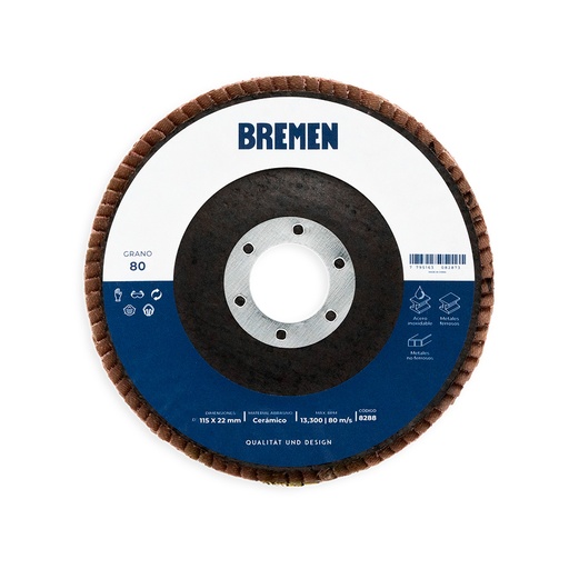 [BR8288] DISCO FLAP 4,5" CERAMICO G.80 (caja x 10 u.) BREMEN® - BR8288
