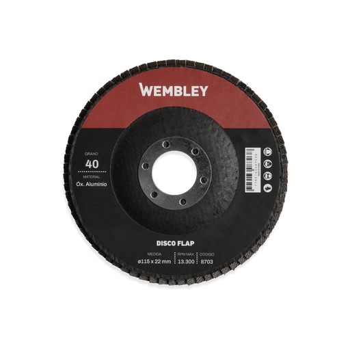 [WE8703] DISCO FLAP 4-1/2" [ø115x22mm] OX. ALUMINIO - 040 (x10 unid.) WEMBLEY® - WE8703