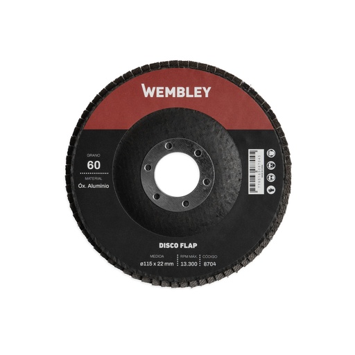 [WE8706] DISCO FLAP 4-1/2" (ø115x22mm) OX. ALUMINIO - 120 [10 unid] WEMBLEY® - WE8706