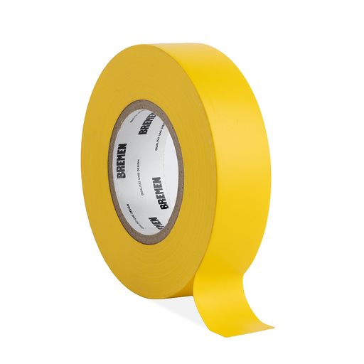 [BR8823] CINTA ADHESIVA AISLADORA 0,18mmX19mmX18m  [Amarilla] (x 10 Unidades) BREMEN® - BR8823