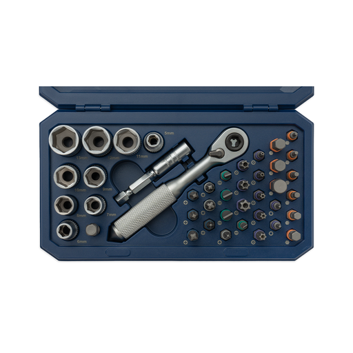 [BR8877] JUEGO LLAVE CRIQUE Enc.1/4" CON BOCALLAVES Y PUNTAS (42 PZS) BREMEN® - BR8877